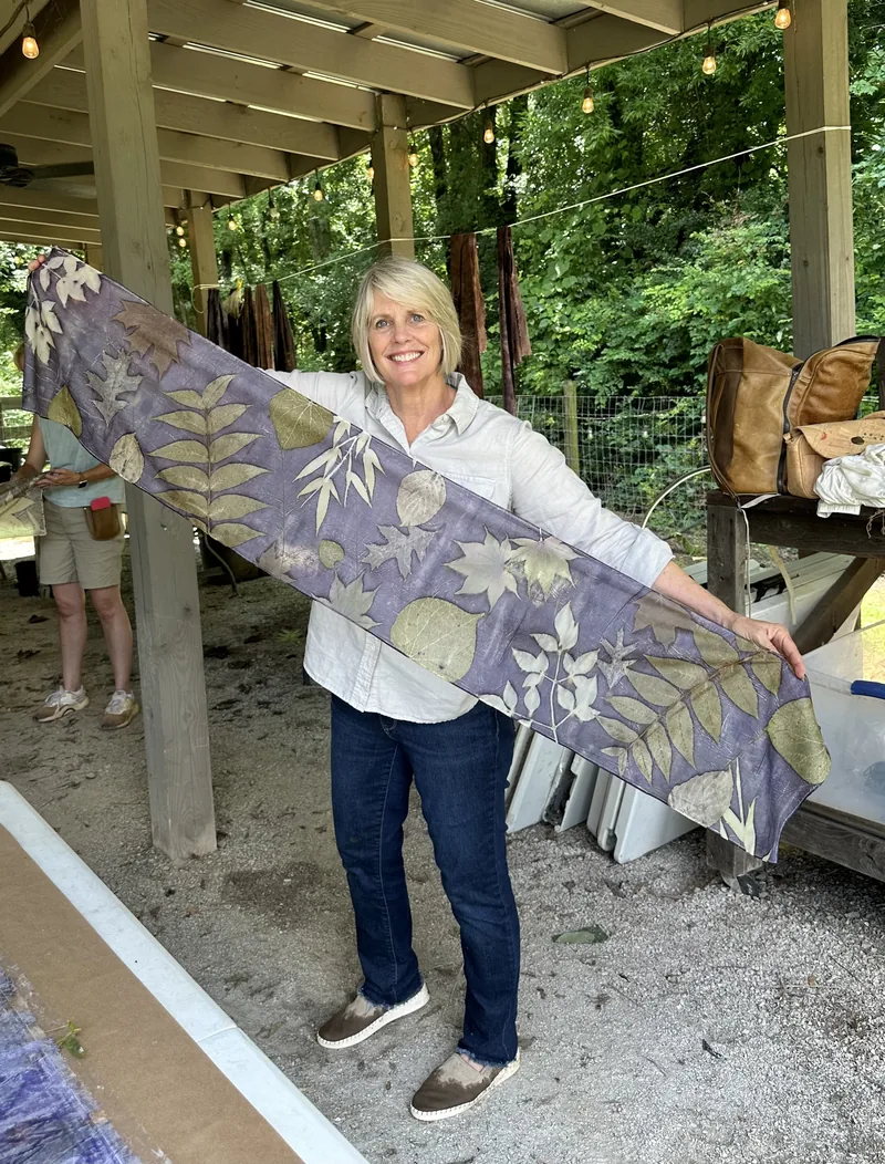 Jan with a leaf-printed scarf