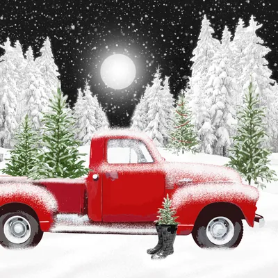 Red truck, side view