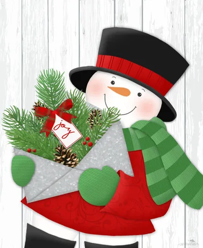Snowman delivering mail
