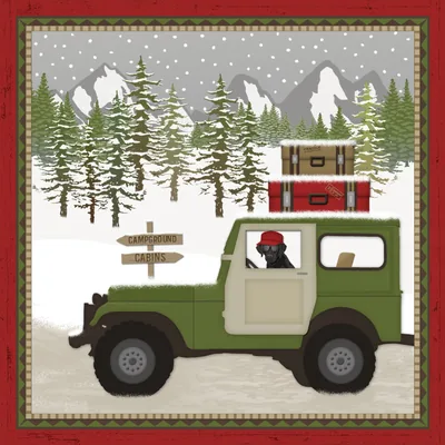 Lodge dog in a Jeep